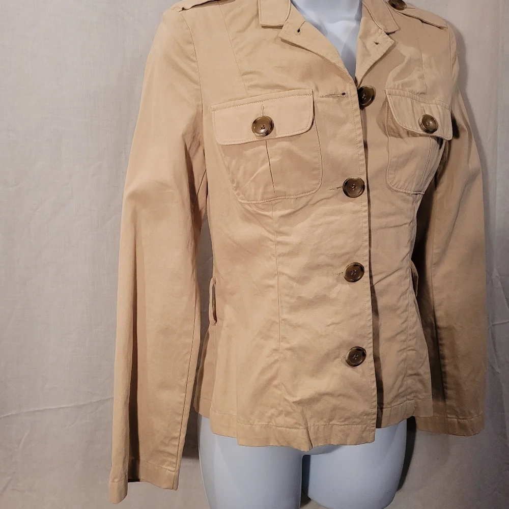 Banana Republic Cream Button Down Cotton Shirt Jacket - Picture 5 of 11